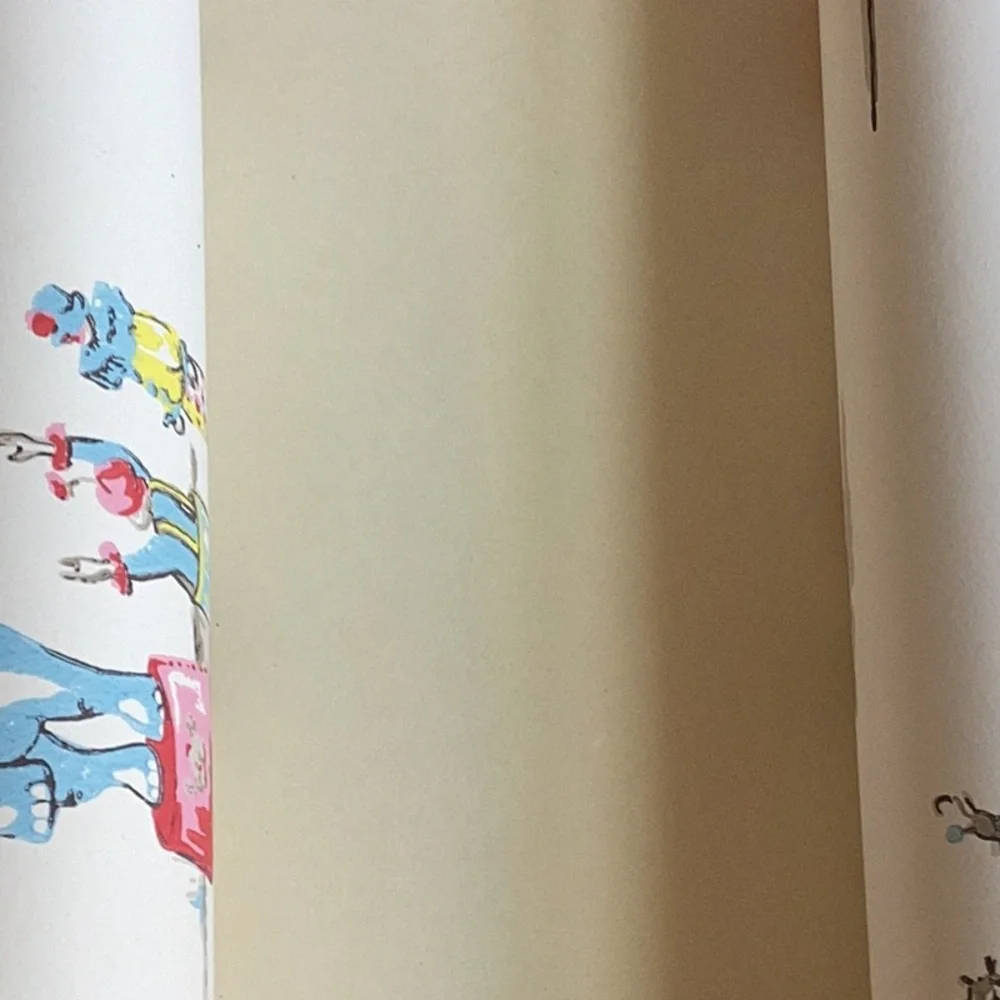 Vintage Cath Kidston Whimsical Circus Wallpaper Panel in Pink, Blue & Yellow